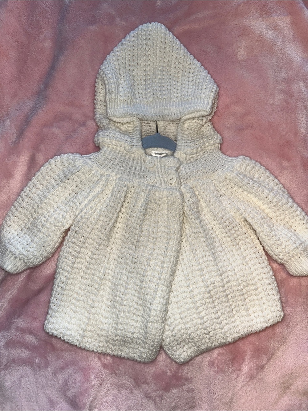Vintage Hooded Knit Baby Coat 6m